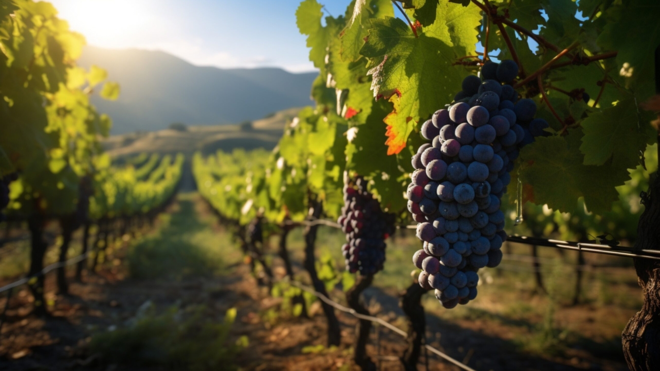 A vineyard background. Grape cultivation. Agricultural landscape